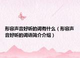 形容声音好听的词有什么（形容声音好听的词语简介介绍）