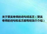 关于赞美老师的诗句或名言（赞美老师的诗句和名言都有啥简介介绍）