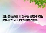 当日最新消息 什么平台借钱不被拒的概率大 以下的贷款成功率高