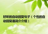 好听的自动回复句子（个性的自动回复语简介介绍）