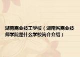 湖南商业技工学校（湖南省商业技师学院是什么学校简介介绍）