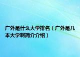 广外是什么大学排名（广外是几本大学啊简介介绍）