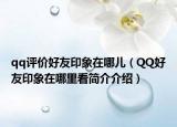 qq评价好友印象在哪儿（QQ好友印象在哪里看简介介绍）