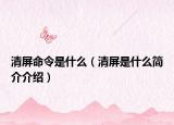 清屏命令是什么（清屏是什么简介介绍）