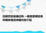 白猫贷容易通过吗 一般需要哪些条件具体情况详细内容介绍