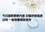 今日最新更新内容 白猫贷容易通过吗 一般需要哪些条件