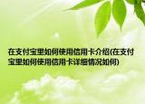 在支付宝里如何使用信用卡介绍(在支付宝里如何使用信用卡详细情况如何)