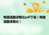韩国语翻译概论pdf下载（韩国语翻译概论）