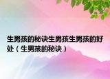 生男孩的秘诀生男孩生男孩的好处（生男孩的秘诀）