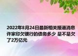 2022年8月24日最新相关报道消息 许家印欠银行的债务多少 是不是欠了2万亿元