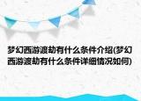 梦幻西游渡劫有什么条件介绍(梦幻西游渡劫有什么条件详细情况如何)