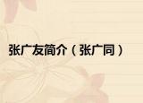 张广友简介（张广同）
