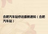 合肥汽车站停运最新通知（合肥汽车站）