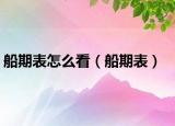 船期表怎么看（船期表）