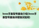 boss手表型号查询介绍(boss手表型号查询详细情况如何)