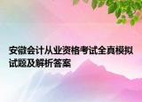 安徽会计从业资格考试全真模拟试题及解析答案