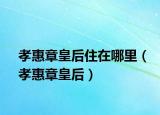孝惠章皇后住在哪里（孝惠章皇后）