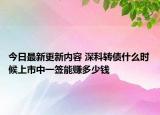 今日最新更新内容 深科转债什么时候上市中一签能赚多少钱