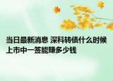 当日最新消息 深科转债什么时候上市中一签能赚多少钱