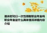 退休时可以一次性领取职业年金吗 职业年金是什么具体情况详细内容介绍
