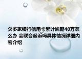 欠多家银行信用卡累计逾期40万怎么办 会联合起诉吗具体情况详细内容介绍