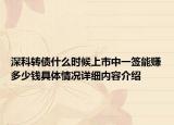 深科转债什么时候上市中一签能赚多少钱具体情况详细内容介绍