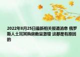 2022年8月25日最新相关报道消息 俄罗斯人土耳其购房数量激增 这都是有原因的
