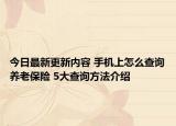 今日最新更新内容 手机上怎么查询养老保险 5大查询方法介绍
