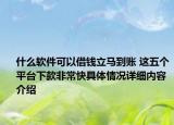 什么软件可以借钱立马到账 这五个平台下款非常快具体情况详细内容介绍