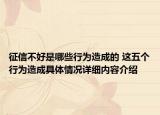 征信不好是哪些行为造成的 这五个行为造成具体情况详细内容介绍