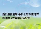 当日最新消息 手机上怎么查询养老保险 5大查询方法介绍