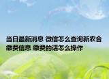 当日最新消息 微信怎么查询新农合缴费信息 缴费的话怎么操作