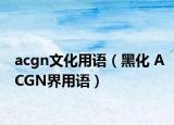 acgn文化用语（黑化 ACGN界用语）