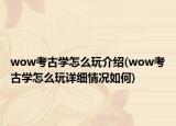 wow考古学怎么玩介绍(wow考古学怎么玩详细情况如何)