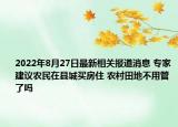 2022年8月27日最新相关报道消息 专家建议农民在县城买房住 农村田地不用管了吗