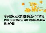 专家建议还房贷时间延至40年详细内容 专家建议还房贷时间延至40年具体介绍