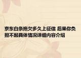 京东白条拖欠多久上征信 后果你负担不起具体情况详细内容介绍