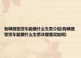 有辆微型货车能做什么生意介绍(有辆微型货车能做什么生意详细情况如何)