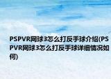 PSPVR网球3怎么打反手球介绍(PSPVR网球3怎么打反手球详细情况如何)