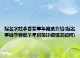 起名字姓李春辈羊年男孩介绍(起名字姓李春辈羊年男孩详细情况如何)