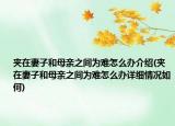 夹在妻子和母亲之间为难怎么办介绍(夹在妻子和母亲之间为难怎么办详细情况如何)