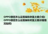 OPPO微信怎么设置猫和老鼠主题介绍(OPPO微信怎么设置猫和老鼠主题详细情况如何)