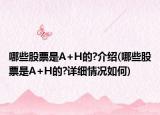 哪些股票是A+H的?介绍(哪些股票是A+H的?详细情况如何)
