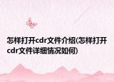 怎样打开cdr文件介绍(怎样打开cdr文件详细情况如何)