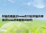 轩辕传奇器灵boss点介绍(轩辕传奇器灵boss点详细情况如何)