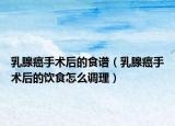 乳腺癌手术后的食谱（乳腺癌手术后的饮食怎么调理）