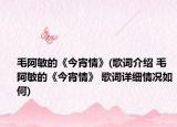 毛阿敏的《今宵情》(歌词介绍 毛阿敏的《今宵情》 歌词详细情况如何)