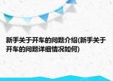 新手关于开车的问题介绍(新手关于开车的问题详细情况如何)