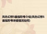 风色幻想5最强称号介绍(风色幻想5最强称号详细情况如何)