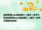 如何使用mp3音量增大（调节）软件介绍(如何使用mp3音量增大（调节）软件详细情况如何)